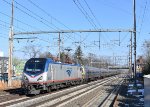 Amtrak Train # 43 with an Ex-Metroliner Cab Control Car behind Sprinter # 614